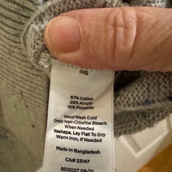 Talbots Gray Donegal Sweater Blue Speckled Neps Knit Pullover Rustic Cottagecore - Picture 6 of 8